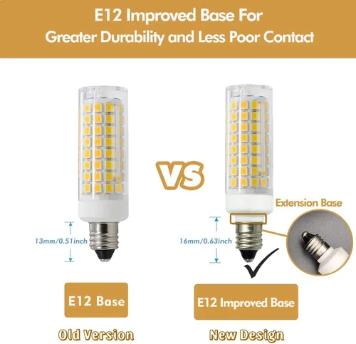 Miniatura 5 de Bombilla LED E12 de 7 W equivalente a 75 W halógena, regulable 120 V 730 LM, base de candelabro T3/T4 bombillas para ventilador de techo, lámpara