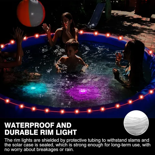 Miniatura 7 de Luces LED de 39.4 pies para piscinas sobre el suelo, iluminación de borde impermeable para piscinas de 12 pies, 2 paquetes de luces sumergibles