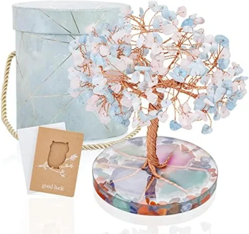 Miniatura 13 de ZenBless Árbol de la Vida de Piedras de Cristales Curativos de 7 Chakras, Árbol de Dinero Feng Shui, Pequeño Bonsái Falso Zen Espiritual
