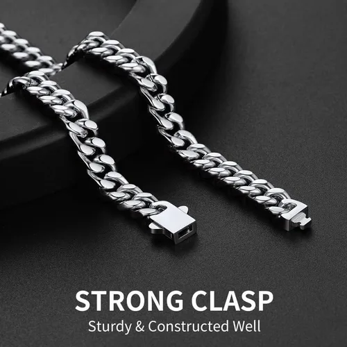 Miniatura 3 de ChainsHouse - Cadena de acero inoxidable para hombre, negrooro de 18 quilates, de 1364, 932, 2364, 1532, 3564 pulgadas de ancho, sin deslustre
