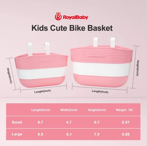 Miniatura 6 de RoyalBaby Kids Bike Foldable Basket, Grey & Pink, S & M