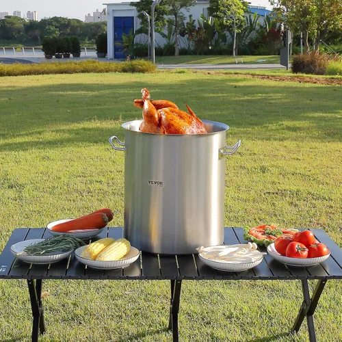 Miniatura 9 de VEVOR Olla de acero inoxidable, ollas de cocina de 24 cuartos, olla de salsa con tapa y asa, olla de grado comercial resistente, tratamiento