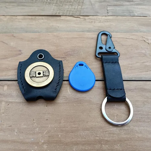 Miniatura 6 de Funda de cuero hecha a mano para llave de coche para llave rota Funda para llave de coche para hombres y mujeres (Negro)