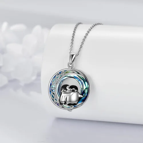 Miniatura 4 de Pingüinosperezosospandasbúhospanda rojojirafagatosllamasdinosaurioosocerdo monoconejito de Pascua, regalos de pingüinos, plata de ley 925, joyería