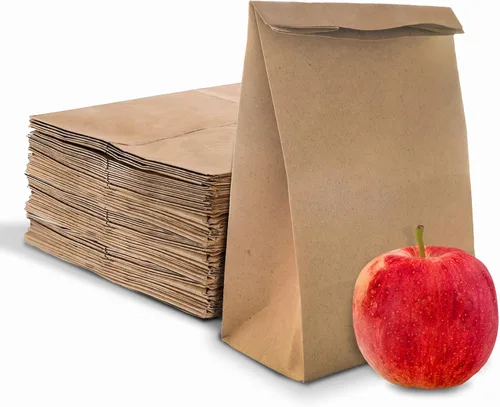 Stock Your Home Bolsas de almuerzo de papel kraft marrón de 4 libras (100 unidades) – Bolsas de almuerzo desechables a granel, bolsa en blanco de
