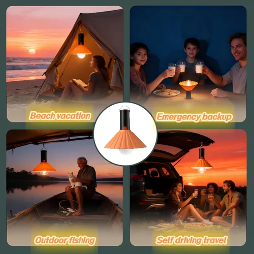 Miniatura 6 de Luz LED recargable para campamento, 3000 K blanco cálido, 3 modos de brillo, IPX6 impermeable, carga USB-C, gancho desmontable, luz portátil