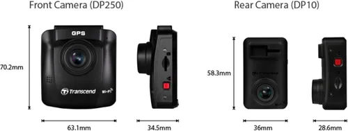 Miniatura 7 de Transcend 32 GB, cámara dual para tablero frontal y trasera en el interior, 140 gran angular, pantalla 2.4, GPS WiFi integrado, sensor G, visión