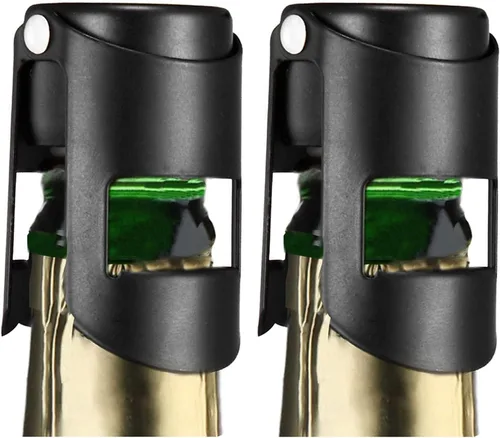 HYZ Tapones para champán, paquete de 2, tapón de botella de vino espumoso de acero inoxidable con sello hermético de silicona pura, protector de