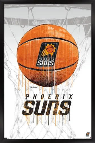Trends International NBA Phoenix Suns - Póster de pared de Drip Basketball 21, 22.375 x 34 pulgadas, versión enmarcada en negro Versión con marco