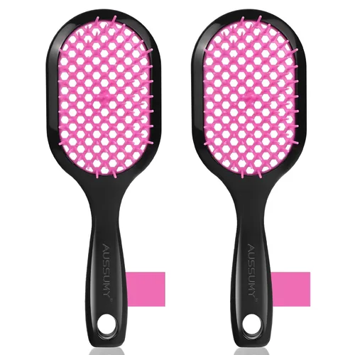 Miniatura 16 de Paquete de 4 cepillos de cabello desenredante ventilados – Cepillo desenredante con cerdas suaves para sin esfuerzo – Ideal para cabello húmedo seco