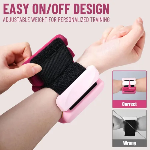 Miniatura 5 de Pesas de muñeca y tobillo para mujeres y hombres, pares de 2 libras/4 libras, brazaletes ajustables de silicona con peso para entrenamientos