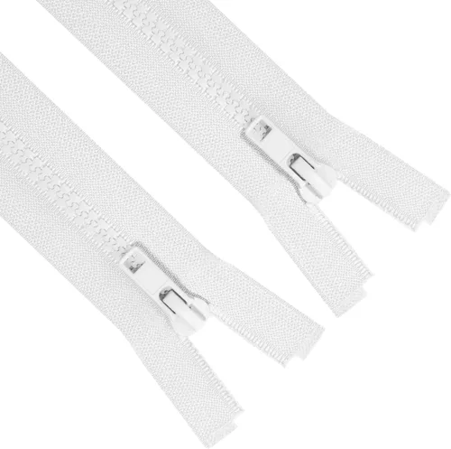 Sawoake 2 piezas cremalleras separadoras #5 de 21 pulgadas para coser abrigos y chaquetas, cremalleras de plástico moldeado blanco a granel,