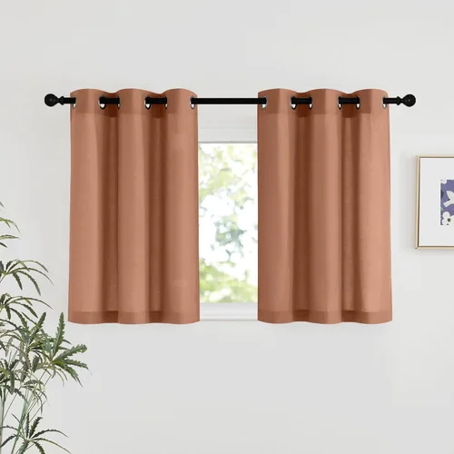 Miniatura 41 de NICETOWN Cortinas de lino natural con textura de lino para dormitorio, mezcla de lino rústica con ojales en la parte superior, semitransparentes