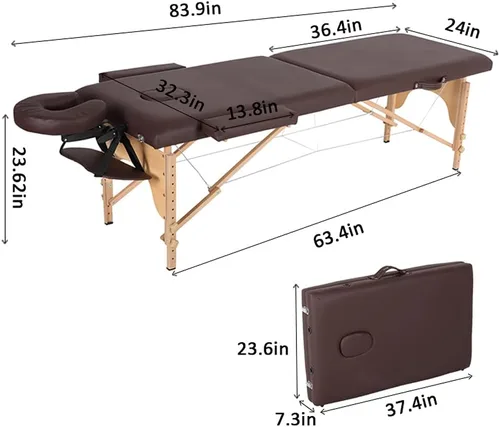 Miniatura 3 de Mesa de masaje portátil, cama de spa de 84 pulgadas de altura ajustable, mesa de masaje plegable portátil profesional, mesa de spa, cuna facial