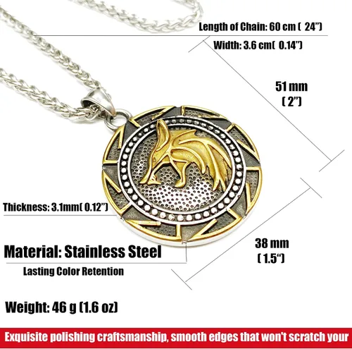 Miniatura 3 de Collar de talismán de lobo vikingo Fenrir cadena de acero inoxidable para hombre, joyería vintage para hombre, colgante de amuleto vikingo pagano