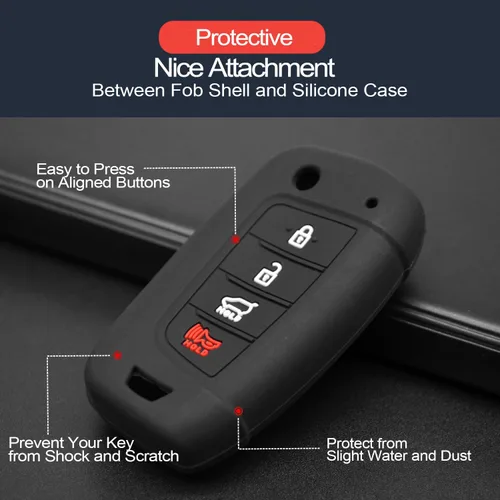 Miniatura 4 de 2 piezas Compatible con Hyundai Elantra Accent Elantra GT Kona Santa Cruz Santa Fe Sonata Tucson Veloster Funda Protectora para Llavero Estuche