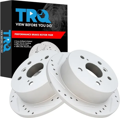 Miniatura 170 de TRQ Juego de rotores de freno de rendimiento trasero con revestimiento G premium compatible con Mazda 6 2014-2021