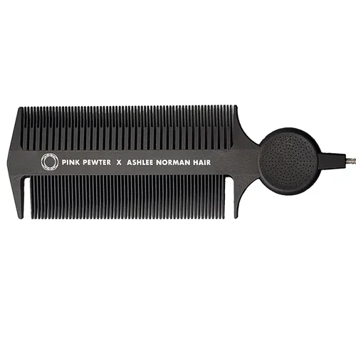 Miniatura 2 de Pink Pewter /Ashlee Norman Triple Threat - Peine de fibra de carbono con cola de rata, tejido y bloqueo para resaltar, babylights, burlas, seccionar