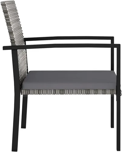 Miniatura 5 de vidaXL 4 sillas de comedor para patio en color gris, muebles de exterior de ratán de polietileno resistentes a la intemperie con marco de acero