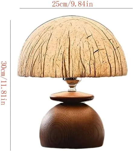 Miniatura 2 de BGGJJ Lamp for Desk Retro Style Mushroom Table Lamp Bedroom Atmosphere Light Solid Wood Bedside Lamp Desk Lamps for Home Office