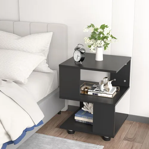 Miniatura 3 de Jerry & Maggie Magic Cube - Mesita de noche moderna para dormitorio, armario de noche individual, 1 paquete de mesita de noche de madera de mediados