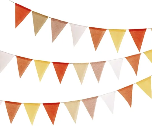 2 banderines de arpillera de imitación de color naranja y amarillo, 60 banderines de tela multicolor para fiesta, festival, boda, aula, decoración