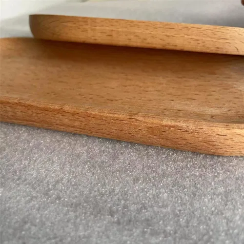 Miniatura 6 de Juego de 2 mini bandejas para servir joyas y monedas, bandeja ovalada de madera natural para postres, plato pequeño de queso de madera, bandeja