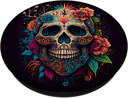Miniatura 2 de PopSockets de flores de calavera de azúcar intercambiables PopGrip