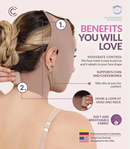 Miniatura 4 de CURVEEZ Cinturón Tonificante Facial Post Cirugía de Liposucción con Compresión y Correa para la Barbilla para Mujeres Faja Mentonera Reductora