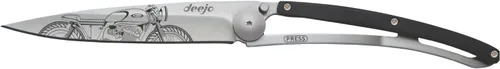 Miniatura 3 de deejo - Cuchillo de bolsillo plegable 37G con clip para cinturón - Diseño Café Racer, hoja de acero inoxidable de 3.7 pulgadas, mango de madera