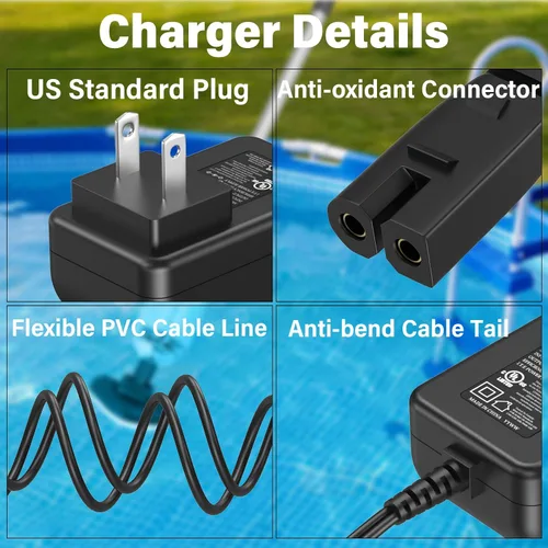 Miniatura 7 de Cargador de aspiradora de piscina de 5 V apto para aspiradora de piscina de mano recargable Intex, cable de alimentación de repuesto compatible
