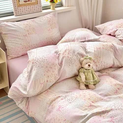 Miniatura 14 de Polka Dot Twin XL Duvet Cover Pink Zipper Twin XL Comforter Cover Cotton Double Gauze Cute Soft Duvet Cover Set with 2 Pillowcases Boho Girls