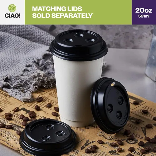 Miniatura 7 de CIAO! Vaso caliente de papel blanco de 20 onzas, desechable, 3.543 in de diámetro, 600