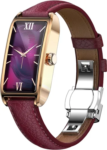 Miniatura 8 de Amoled Laies - Reloj inteligente para mujer, reloj inteligente con correa de piel, monitor de ritmo cardíaco, estrés, sueño, 12 modos deportivos