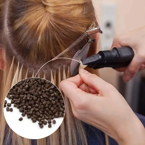 Miniatura 2 de Pegamento de queratina italiana para cabello adhesivo para uñas de fusión caliente, extensiones de cabello con punta en I, 2.82 oz- marrón