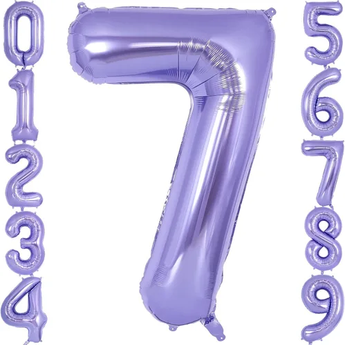Miniatura 15 de Globo morado del número 3 de 40 pulgadas, globos grandes de aluminio con número de helio, globos gigantes de Mylar número 3 para cumpleaños de 3