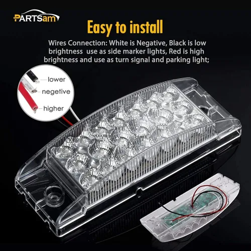 Miniatura 8 de Partsam 2 luces LED rectangulares rojas de 6 pulgadas para remolque, 21 diodos con reflectores+par de luces de marcador frontal lateral ámbar de 6