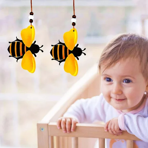 Miniatura 4 de 10 adornos de abejorros de madera, recortes de abejorros, decoraciones para bandeja de árbol, corona, festival de Navidad, letrero de abeja
