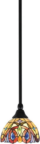 Miniatura 133 de Toltec Lighting Tallo Colgado Mini colgante, acabado de cobre negro, 3.5" cuadrado humo burbuja vidrio