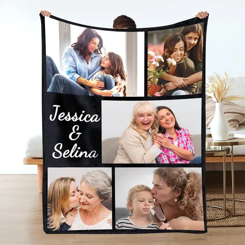 Miniatura 38 de Manta personalizada con foto/texto, manta con imagen personalizada, regalos de amor, regalos personalizados para parejas para novio, novia, esposa