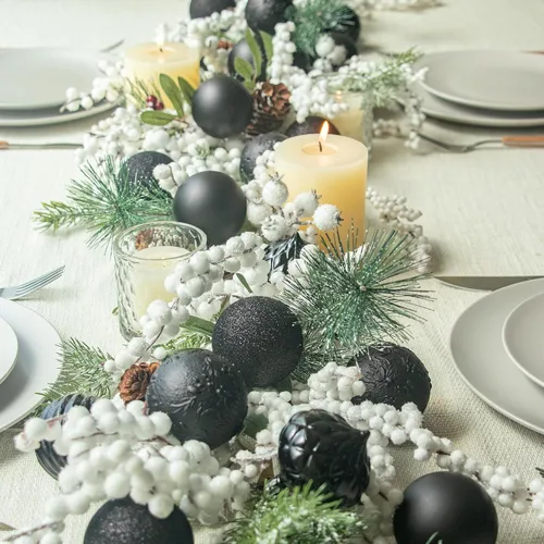 Miniatura 3 de KI Store - Esferas de Navidad color negro, 20 piezas de 3.15 pulgadas, adornos para árbol de Navidad, Halloween, corona, guirnalda, ganchos