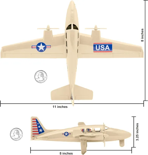 Miniatura 4 de TimMee Prop Plane & Fighter Jet - Desert Tan Plastic Army Men Aviones fabricados en Estados Unidos Bronceado del desi