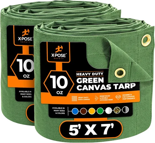 Miniatura 123 de Xpose Safety Lona de Lona - Lonas de Lona Verde de 10oz Resistentes al Agua con Ojales de Latón - Lona Multiusos para Exteriores para Campamento