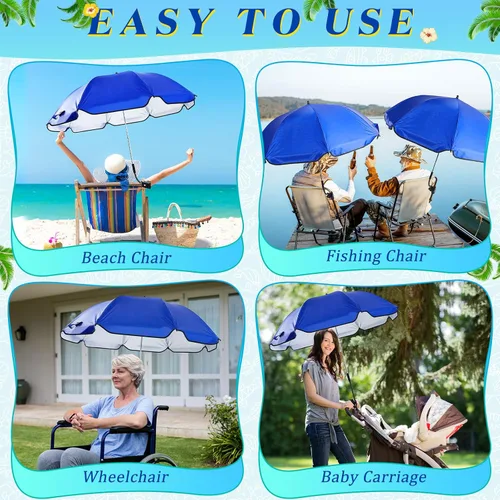 Miniatura 5 de Buryeah Paraguas automático para silla con abrazadera universal de 44 pulgadas, UPF 50+, abrazadera portátil en silla de playa, sombrilla ajustable