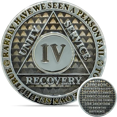 Miniatura 8 de Moneda de sobriedad de 10 años Chip AA Legacy Ficha de aniversario de recuperación de triplaca gruesa (Aqua)