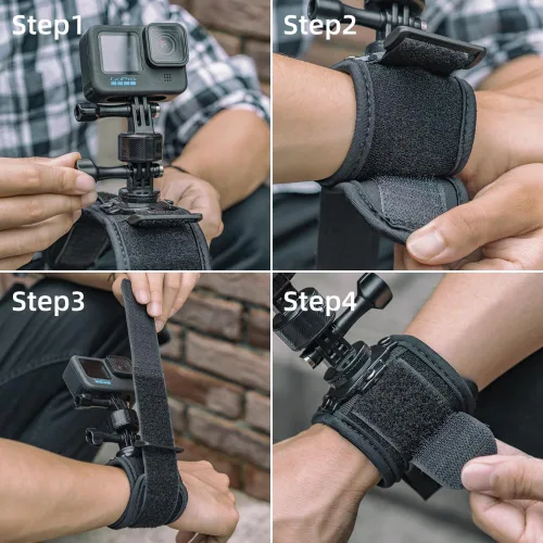 Miniatura 3 de Soporte de correa de muñeca con adaptador de liberación rápida compatible con GoPro Hero 13/12/11/10/9/8/7/ 6/5 Negro, DJI Osmo Action 5 pro/4/3/2