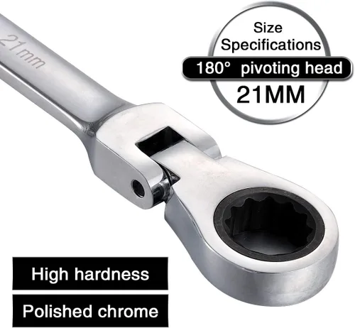 Miniatura 5 de KATUR Juego de llaves de trinquete de 0.827 in, llave combinada de trinquete flexible de acero al cromo vanadio (0.827 in)