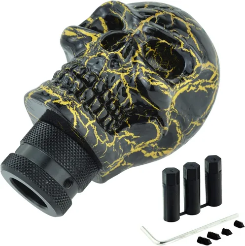 Miniatura 7 de Lunsom Pomo de palanca de cambios con forma de calavera de resina, perilla de palanca de cambios para transmisión de auto, compatible con vehículos