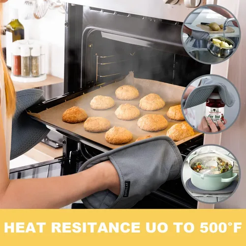 Miniatura 2 de Paquete de 2 soportes de silicona para ollas de cocina resistentes al calor hasta 500 °F, almohadillas calientes grandes antideslizantes con Amarillo