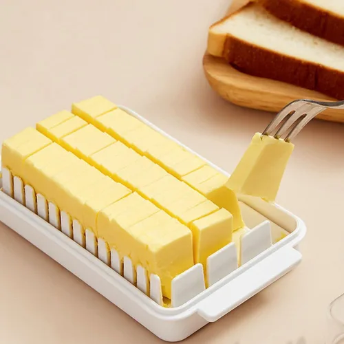 Miniatura 2 de UPKOCH Caja de mantequilla con tapa y cortador de acero inoxidable de 6.49 x 3.74 x 1.96 pulgadas, contenedor de almacenamiento de mantequilla
